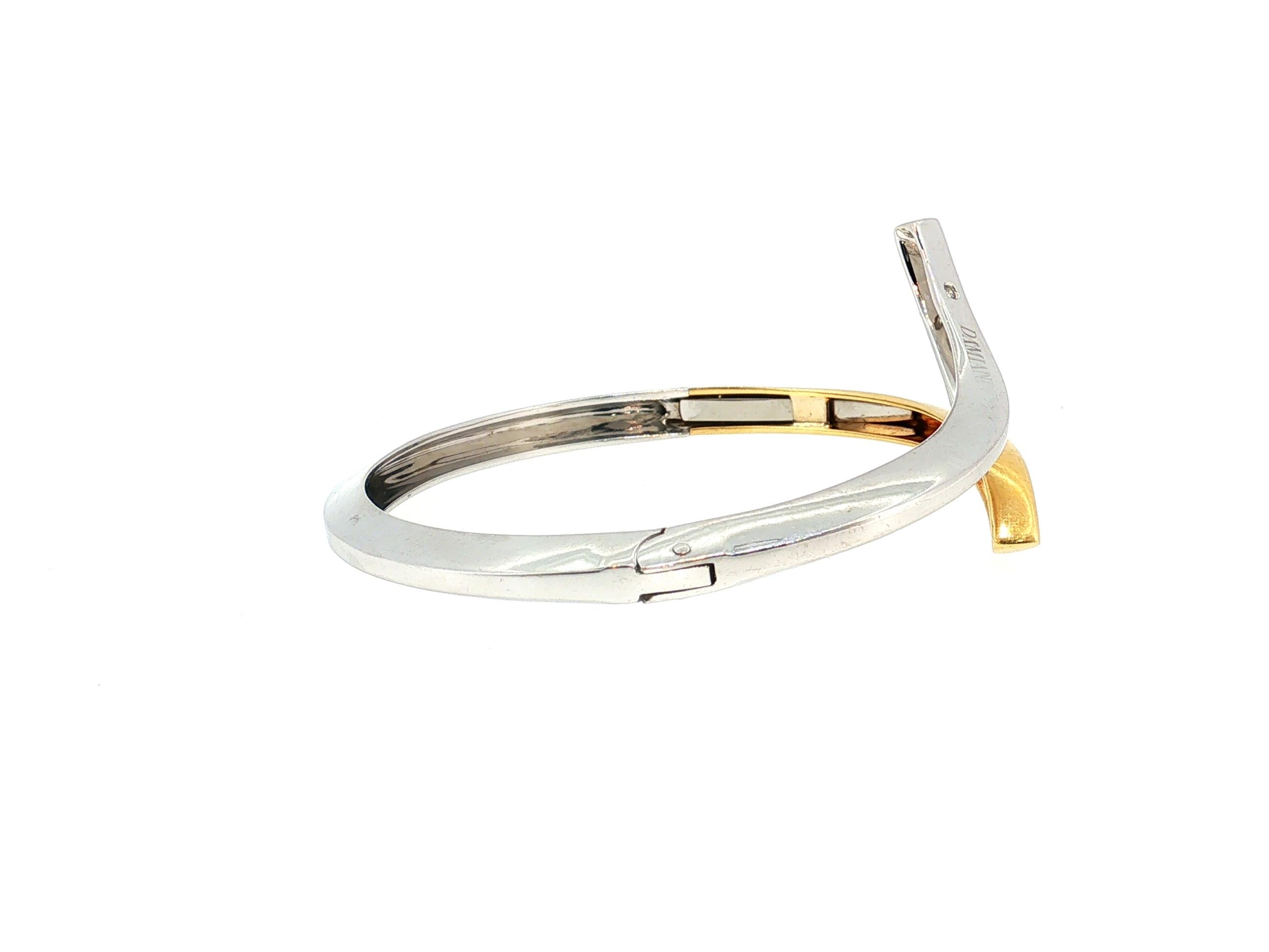 Damiani 18K Two Tone Gold Bangle Bracelet with 0.02 Carat Round H-SI1 Diamond