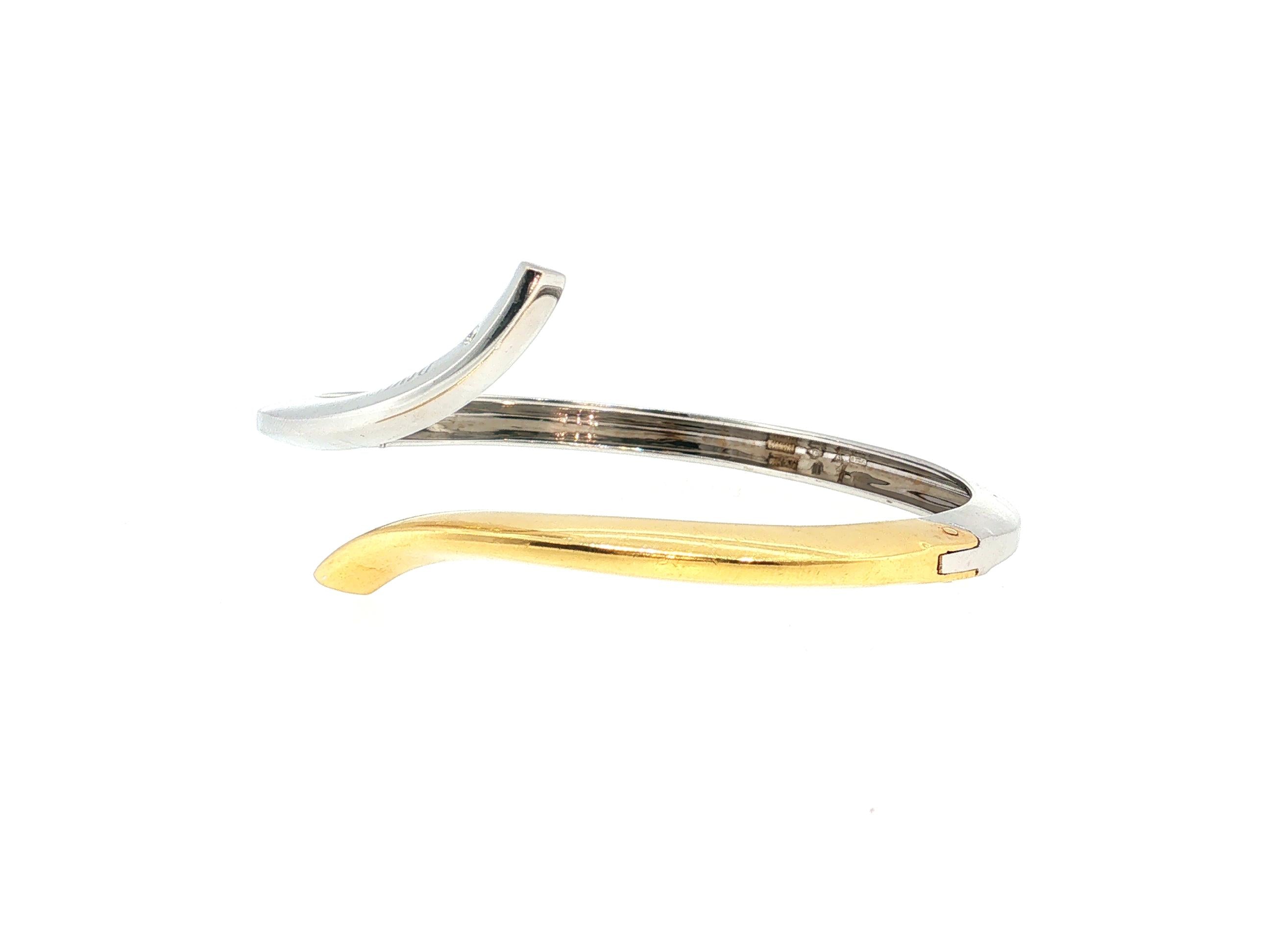 Damiani 18K Two Tone Gold Bangle Bracelet with 0.02 Carat Round H-SI1 Diamond