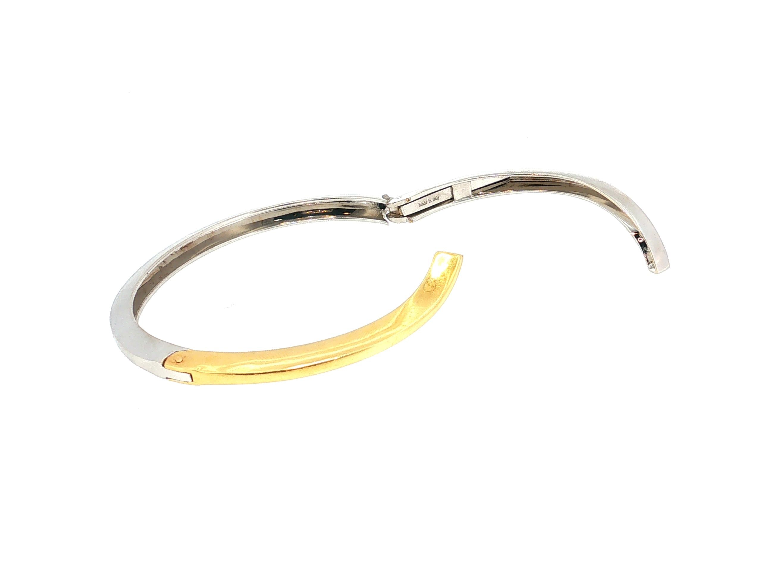 Damiani 18K Two Tone Gold Bangle Bracelet with 0.02 Carat Round H-SI1 Diamond