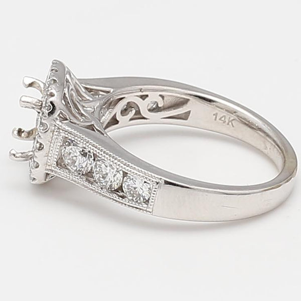 1.50 Carat Round Brilliant G SI Diamond 14 Karat White Gold Semi Mount Ring