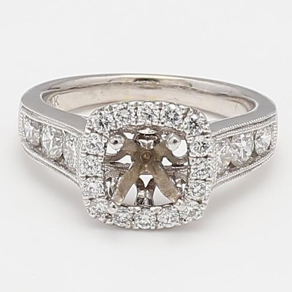 1.50 Carat Round Brilliant G SI Diamond 14 Karat White Gold Semi Mount Ring