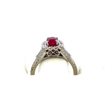 1.75 Carat Round and Baguette Diamond 1.43 Carat Ruby 14K WG Engagement Ring