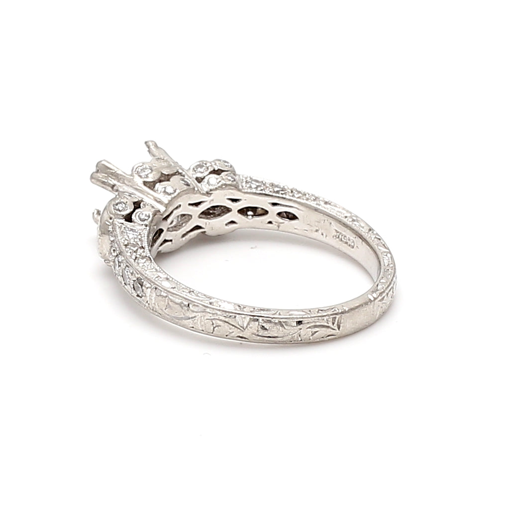 0.60 Carat Round Brilliant H VS1 Diamond White Platinum Semi Mount Ring