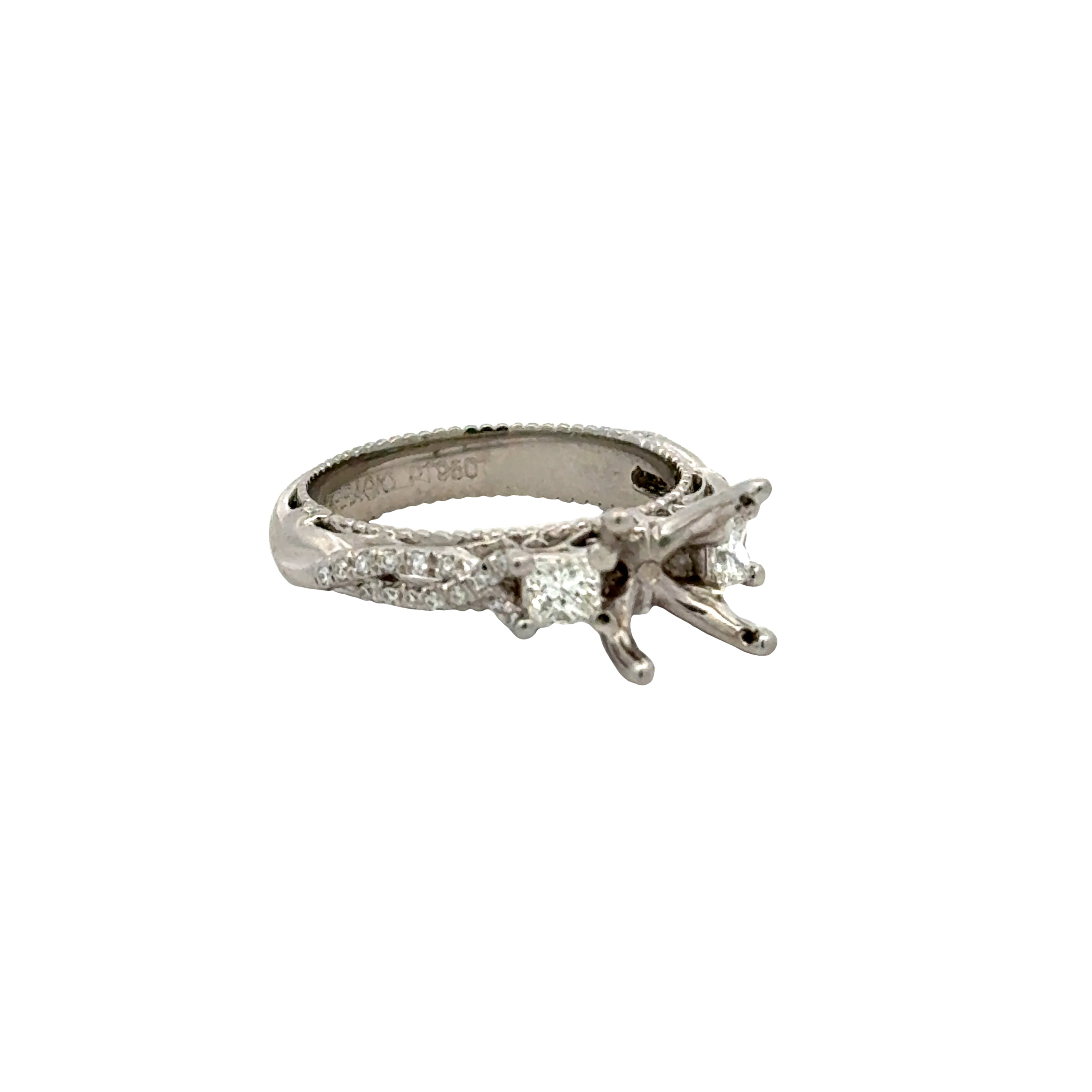 Verragio 0.59 Carat Round Brilliant Diamond White Platinum Semi Mount Ring