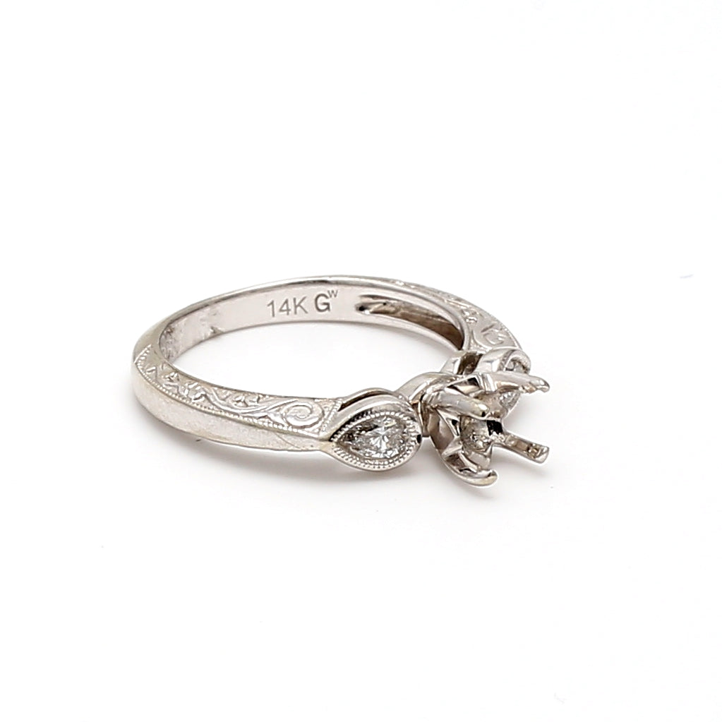 0.20 Carat Pear Shape I VS2 Diamond 14 Karat White Gold Semi Mount Ring