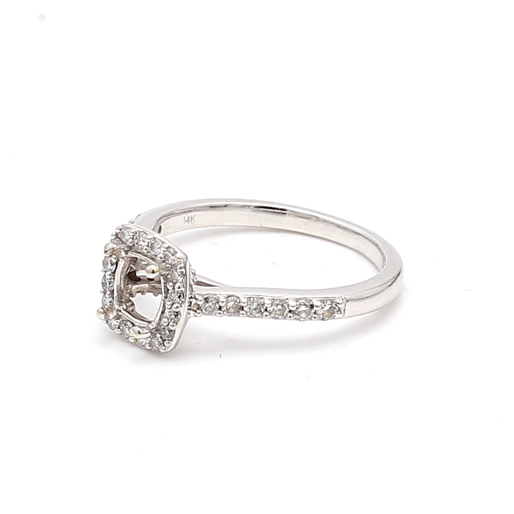 0.30 Carat Round Brilliant I SI1 Diamond 14 Karat White Gold Semi Mount Ring