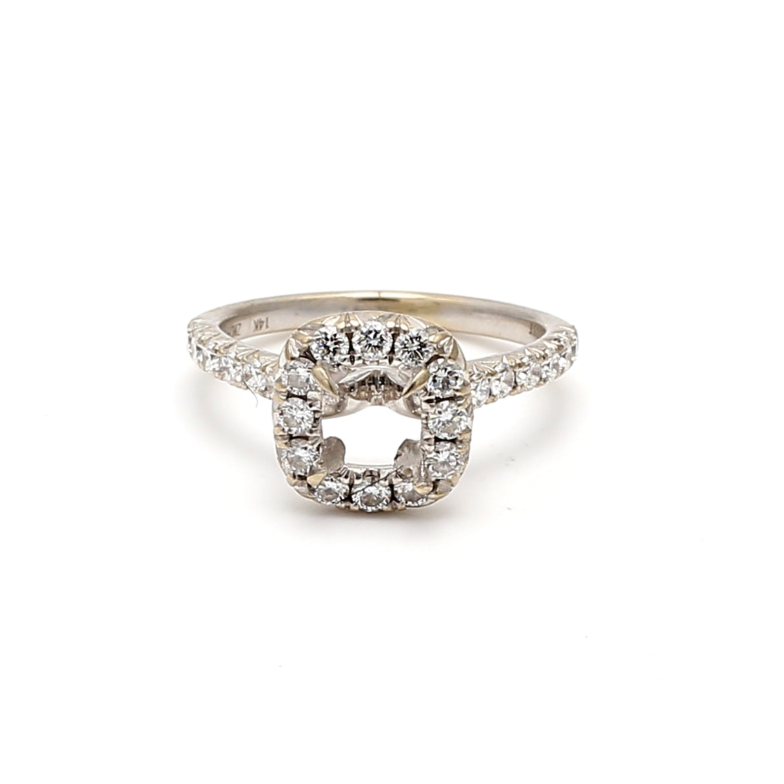 0.80 Carat Round Brilliant I VS1 Diamond 14 Karat White Gold Semi Mount Ring
