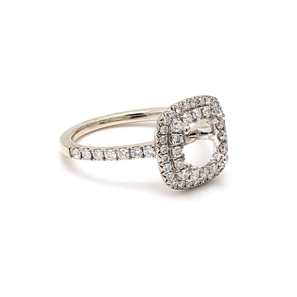 1.00 Carat Round Brilliant I VS1 Diamond 14 Karat White Gold Semi Mount Ring