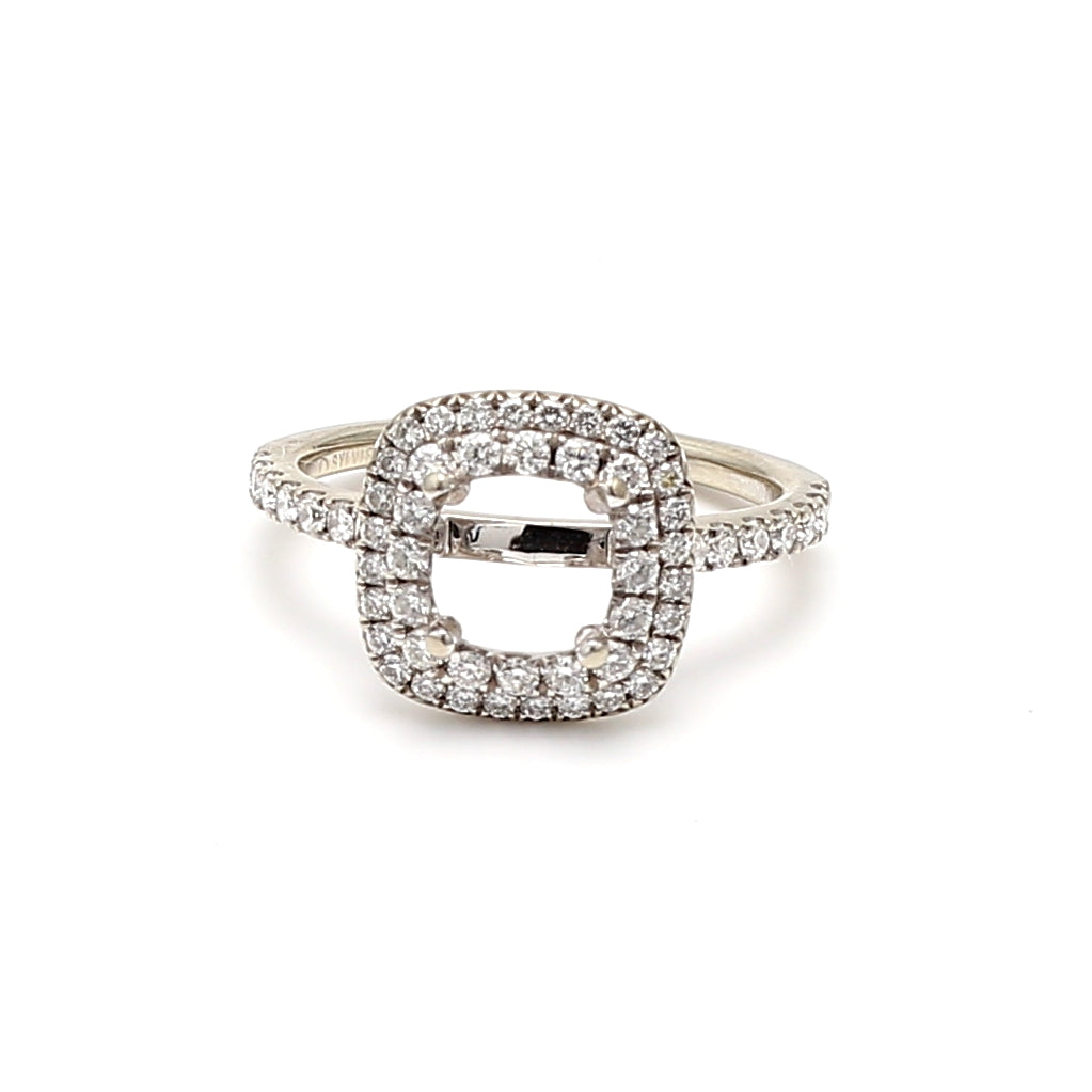 1.00 Carat Round Brilliant I VS1 Diamond 14 Karat White Gold Semi Mount Ring