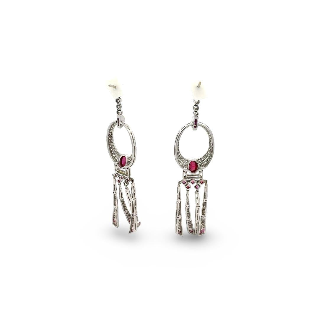 Vintage Platinum Drop Earrings with 5.3 Carat Round H-SI1 Diamonds