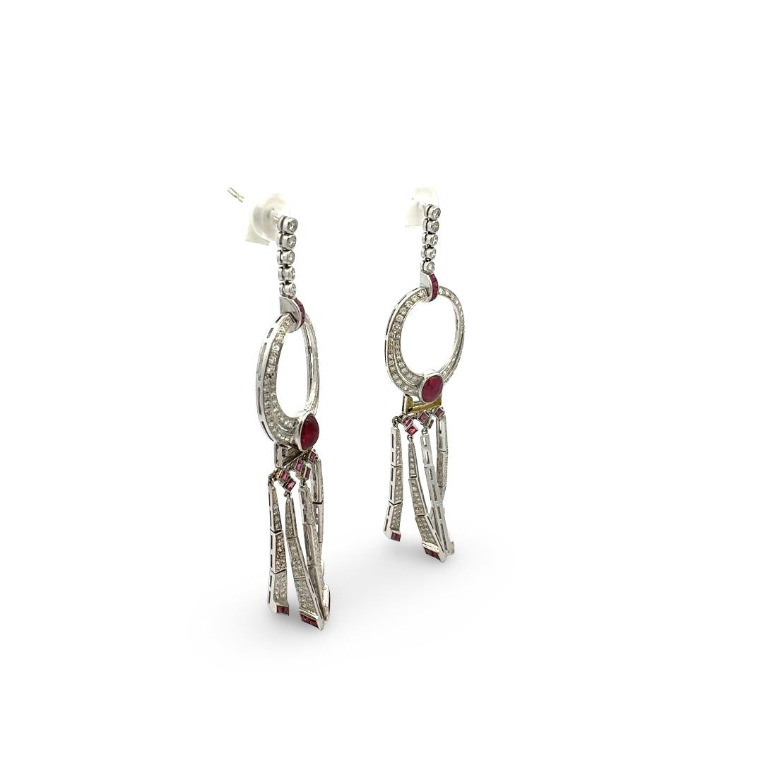 Vintage Platinum Drop Earrings with 5.3 Carat Round H-SI1 Diamonds