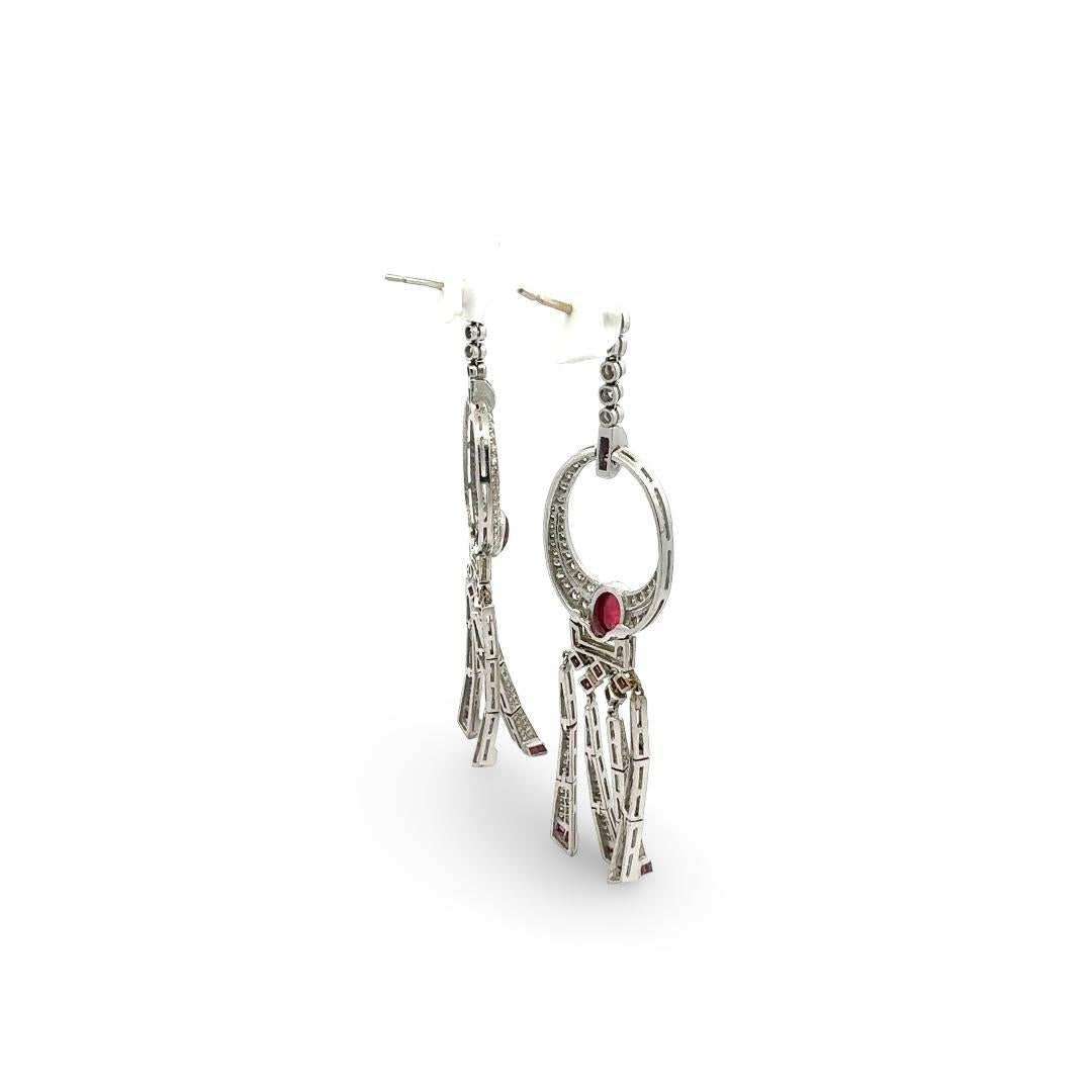Vintage Platinum Drop Earrings with 5.3 Carat Round H-SI1 Diamonds