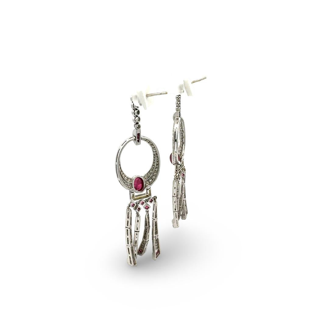 Vintage Platinum Drop Earrings with 5.3 Carat Round H-SI1 Diamonds