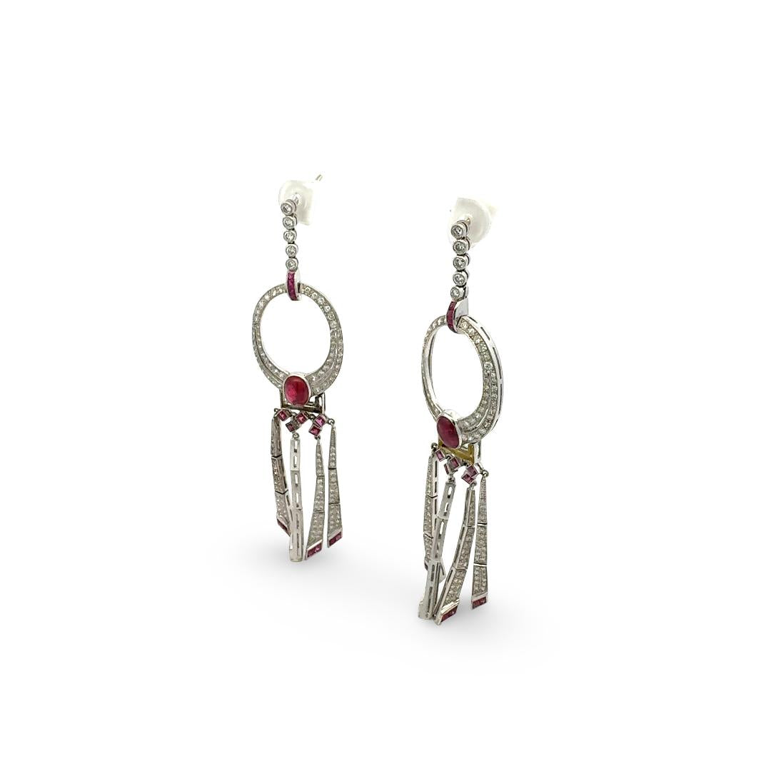 Vintage Platinum Drop Earrings with 5.3 Carat Round H-SI1 Diamonds
