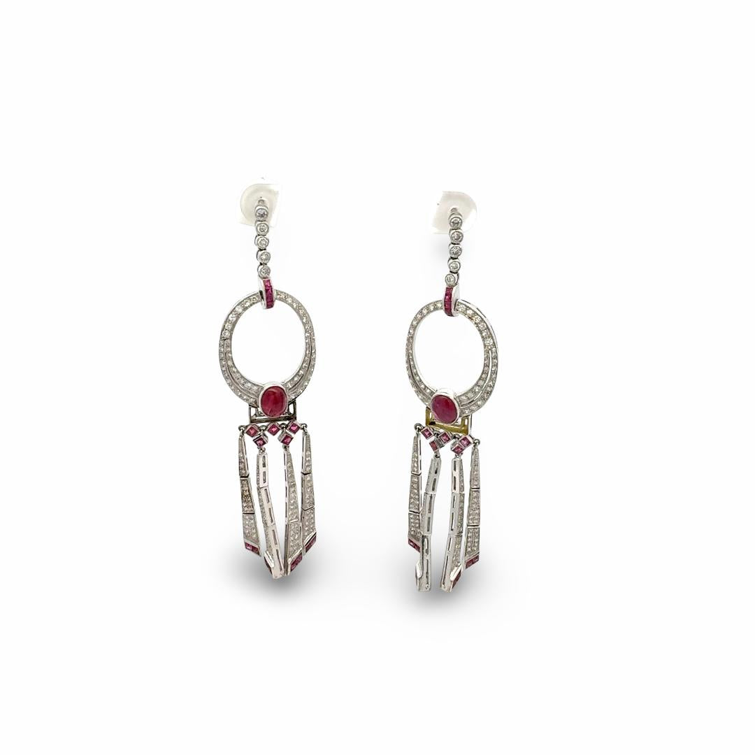Vintage Platinum Drop Earrings with 5.3 Carat Round H-SI1 Diamonds