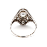 1.10 Carat Old Miner Cut H-SI1 Diamond Platinum Art Deco Ring