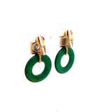 A. Cipullo Onyx and Jade 18 Karat Yellow Gold Clip On Earring