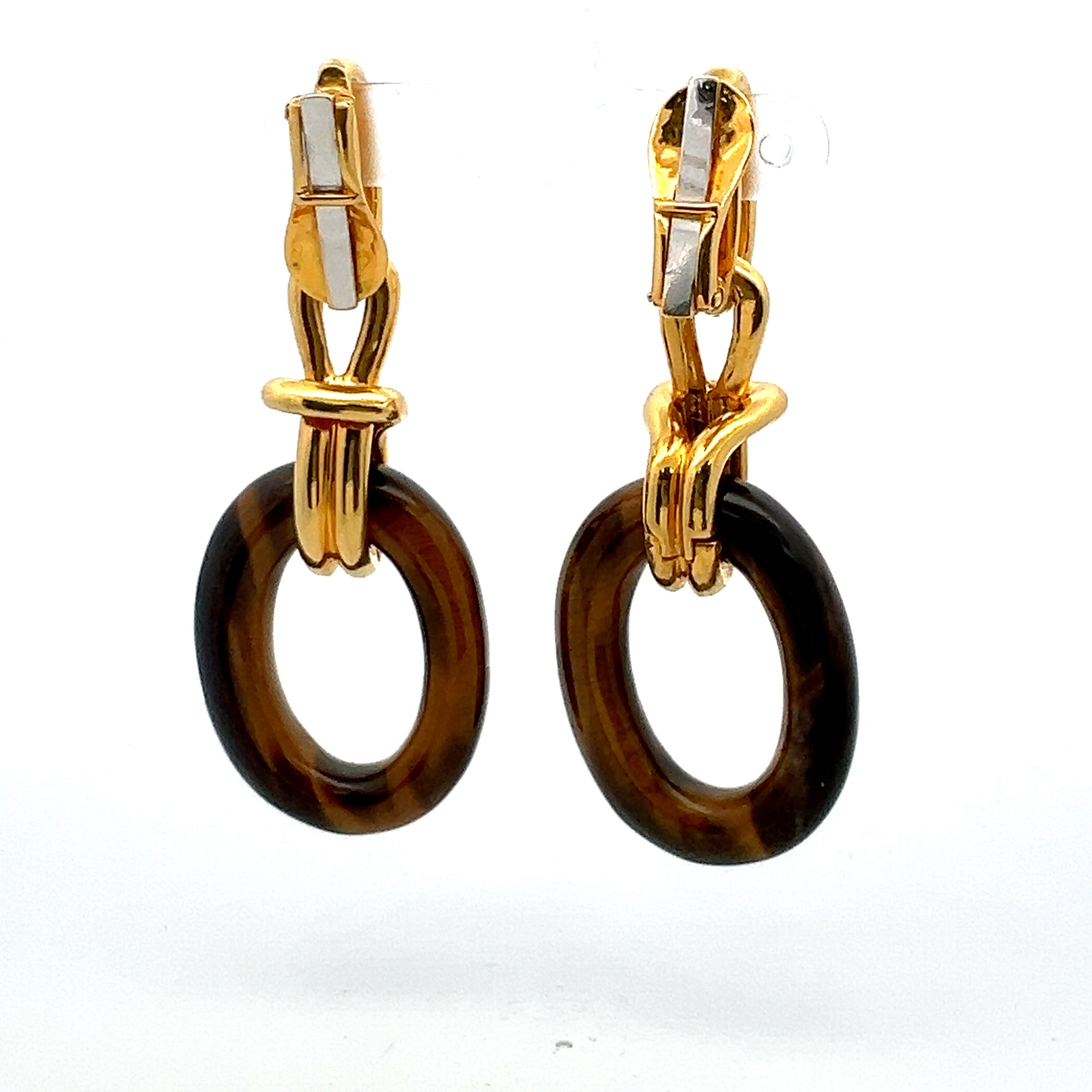 Cartier Tiger-Eye Vintage 38.20 Grams 18 Karat Yellow Gold Clip On Earrings