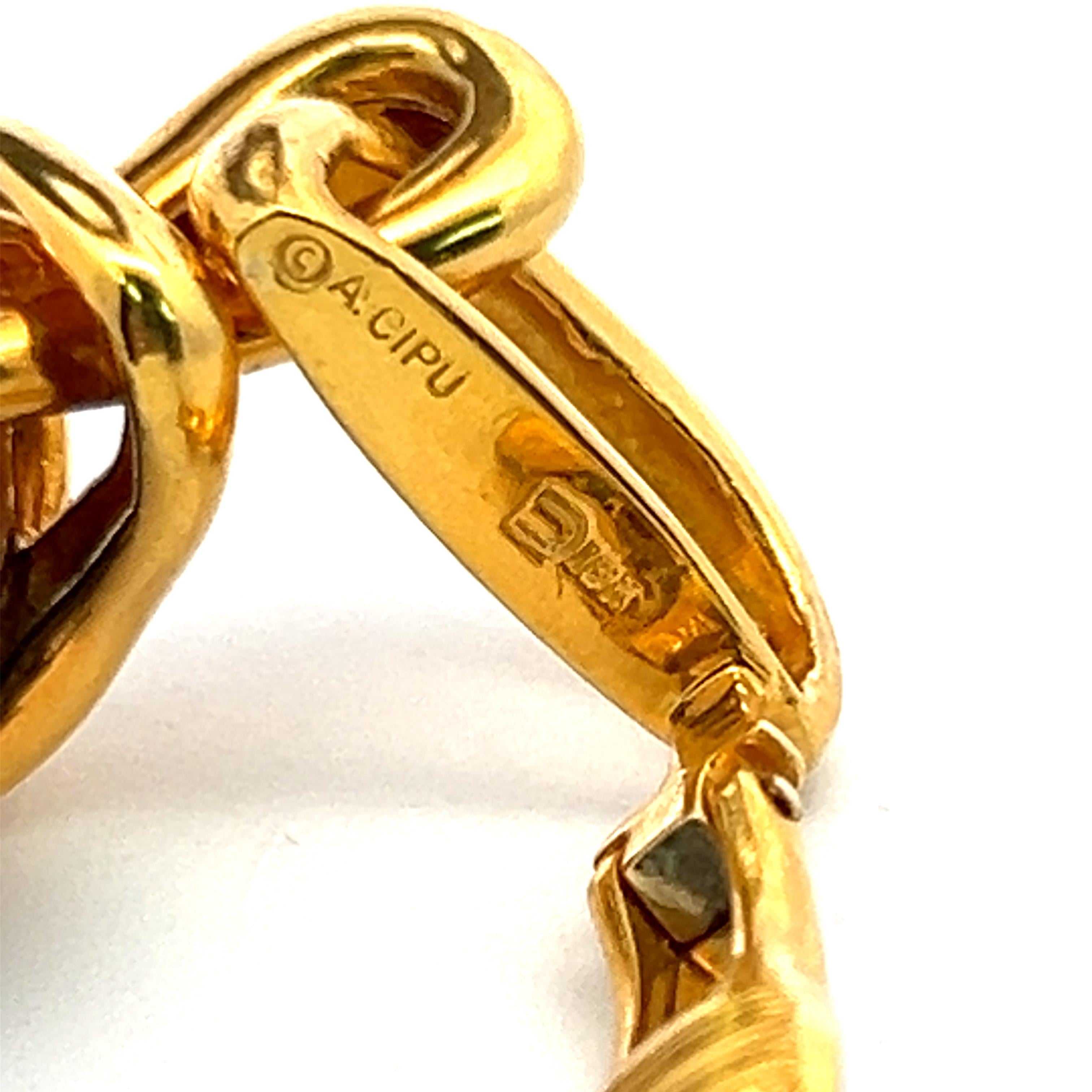Cartier Cipullo Tiger Eye 18 Karat Yellow Gold Clip On Earrings