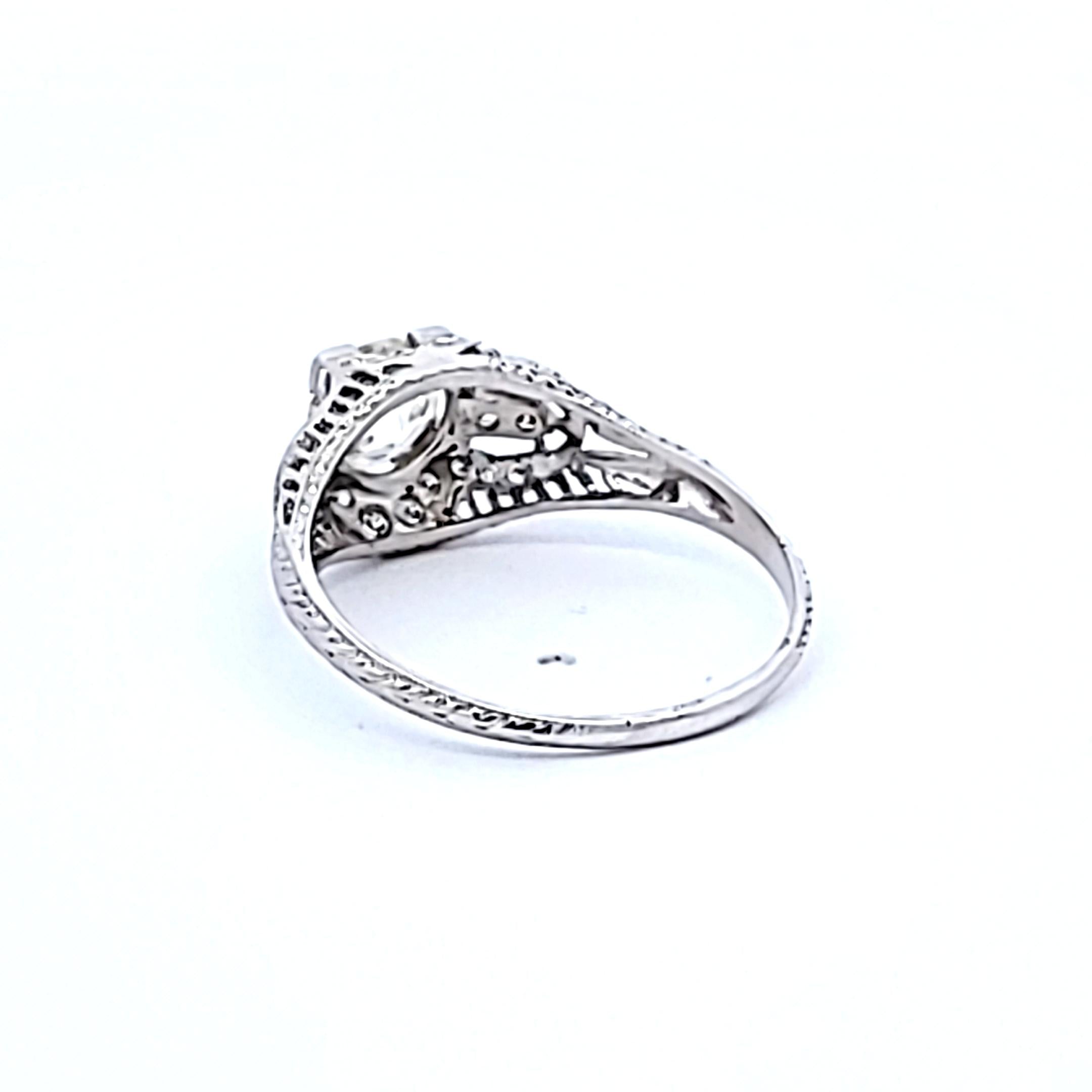 Platinum Art Deco Ring with 1.3ct Old European Cut I VS2 Diamonds Size 9.5