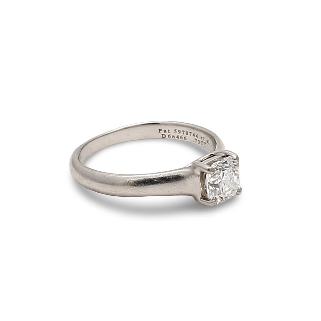 Tiffany & Co White Platinum Engagement Ring with 0.73ct Emerald F VVS1 Diamond