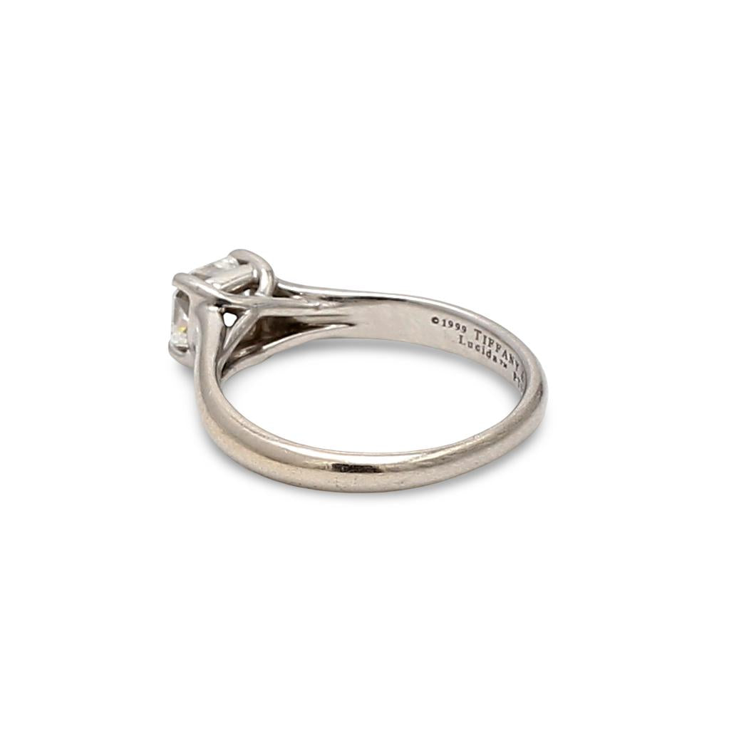Tiffany & Co White Platinum Engagement Ring with 0.73ct Emerald F VVS1 Diamond