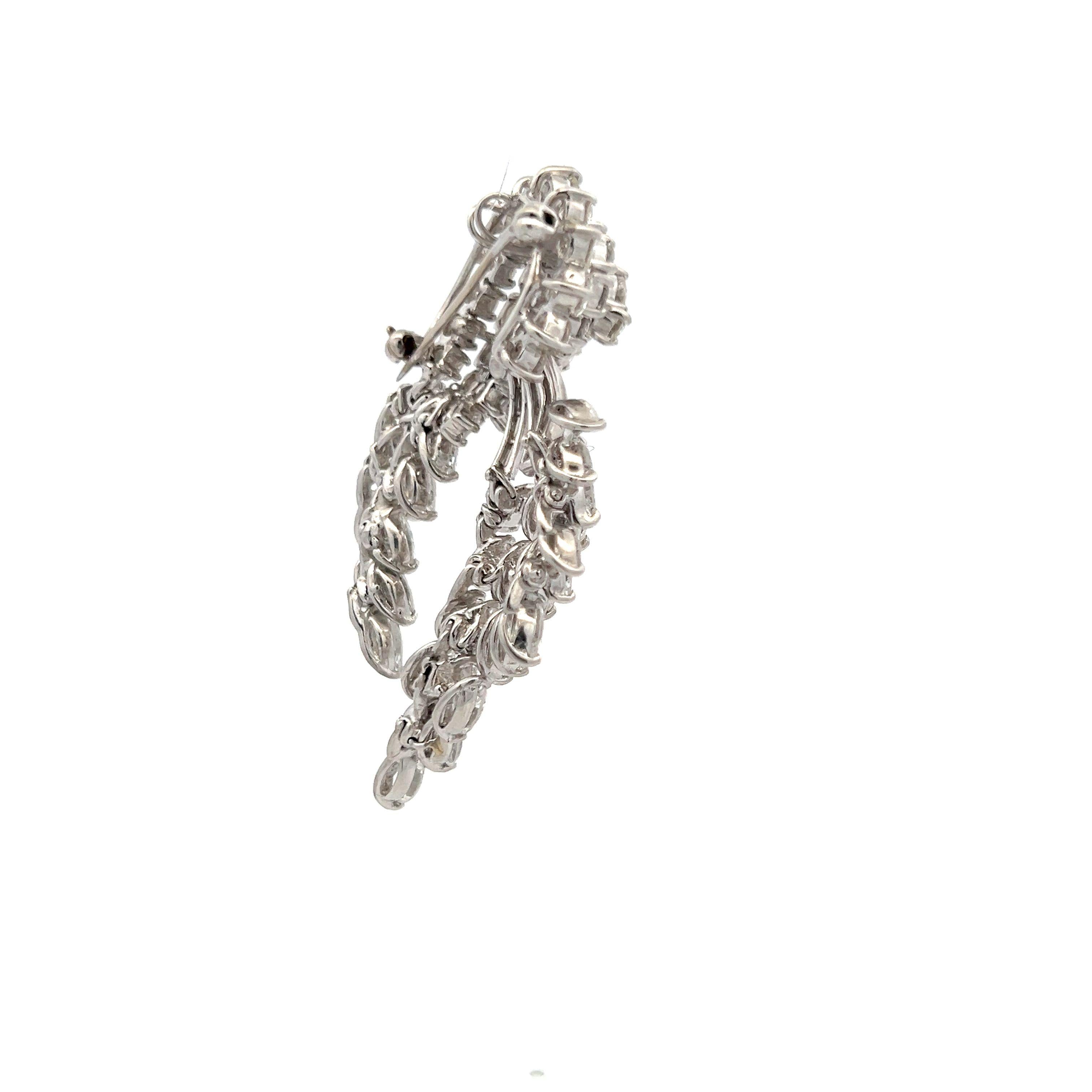 Vintage Platinum Pin Brooch with 16 Carat Mixed Cut G VS2 Diamonds