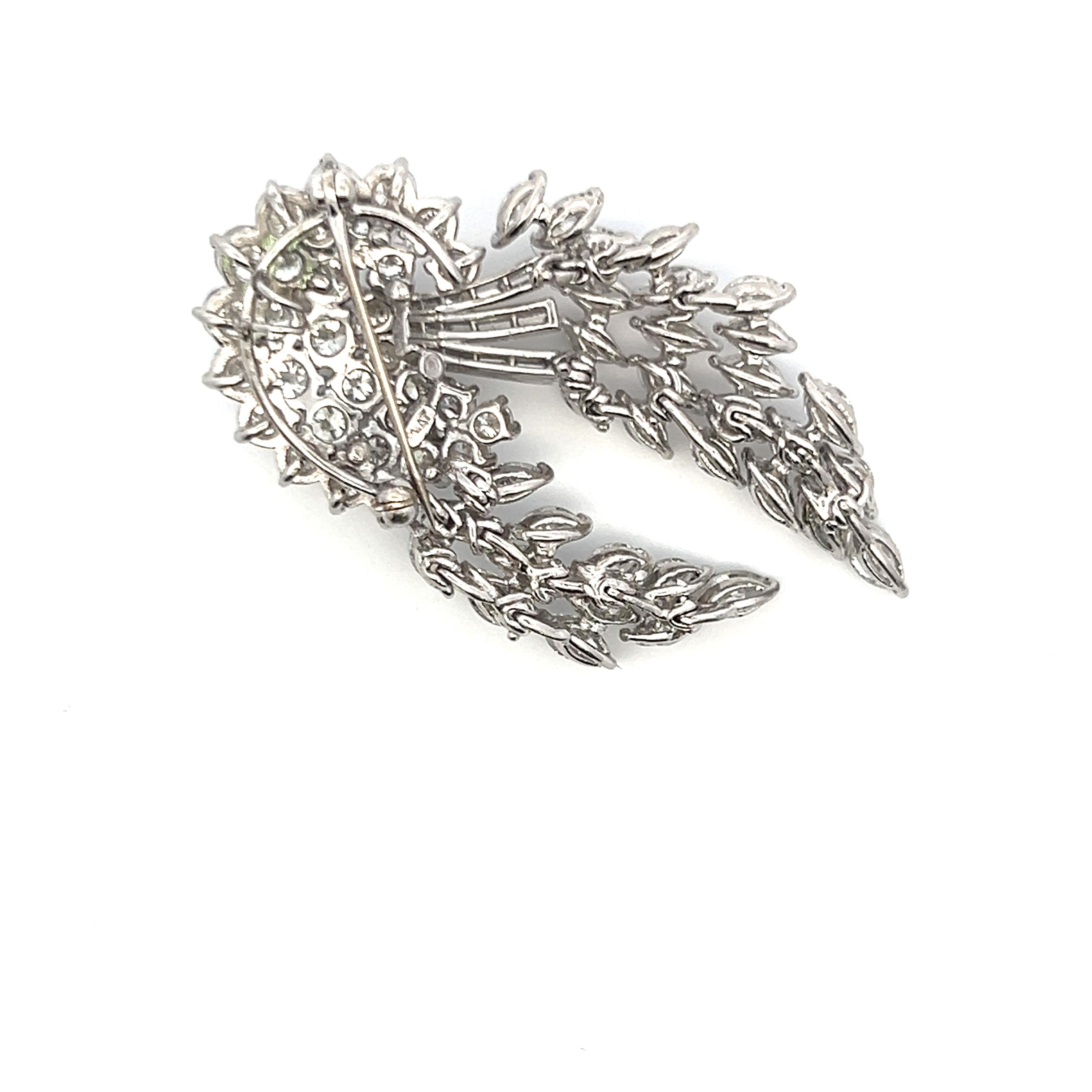 Vintage Platinum Pin Brooch with 16 Carat Mixed Cut G VS2 Diamonds