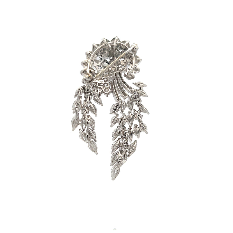 Vintage 30.80 Grams 16.00 Carat Mixed Cut G VS2 Diamond Platinum Floral Pin