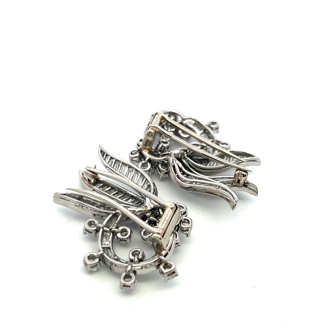 Oscar Heyman Vintage Platinum Double Clip Pin Brooch with 10 Carat Diamonds