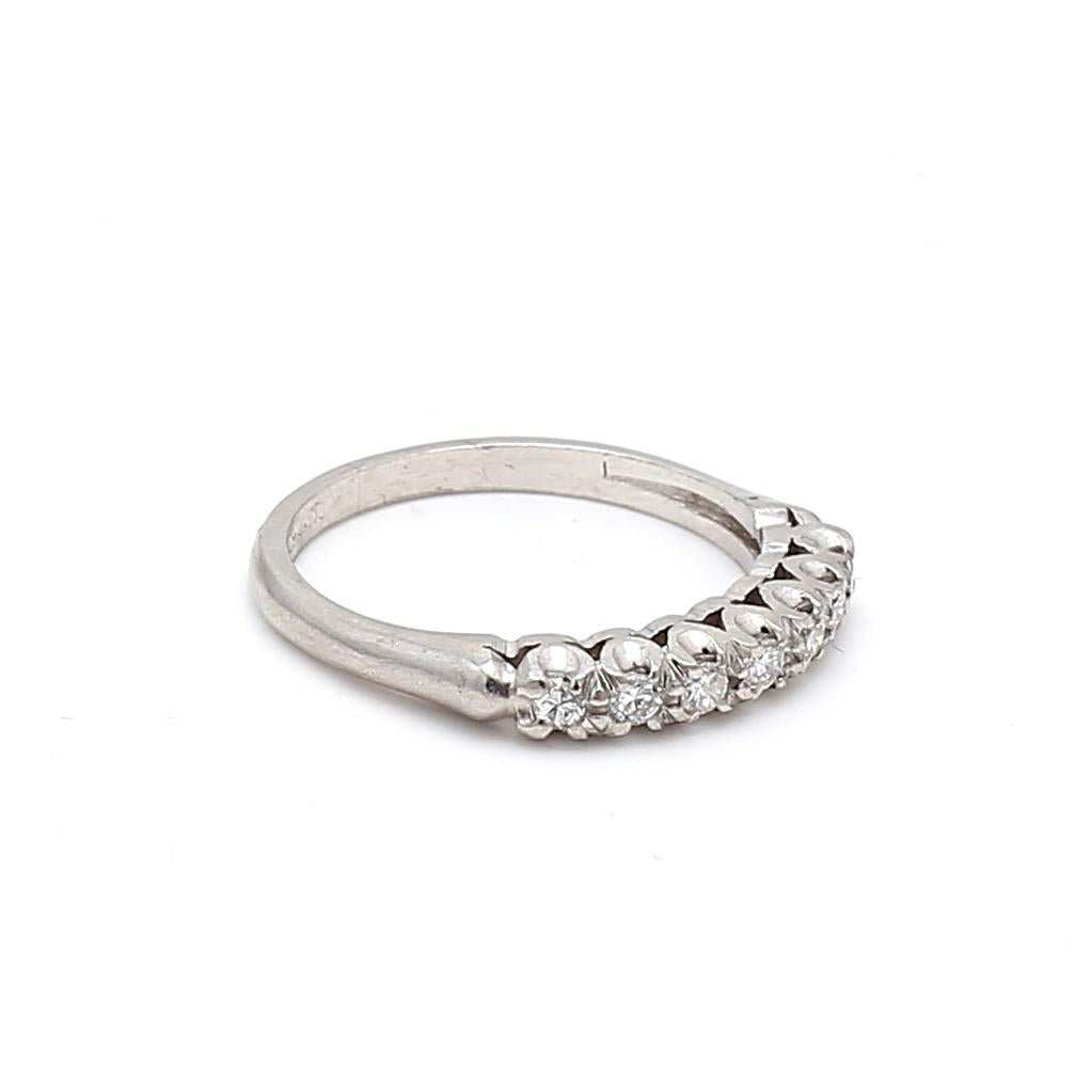 Platinum Band Ring with 0.2 Carat Old European Cut I-SI1 Diamond Size 5.75