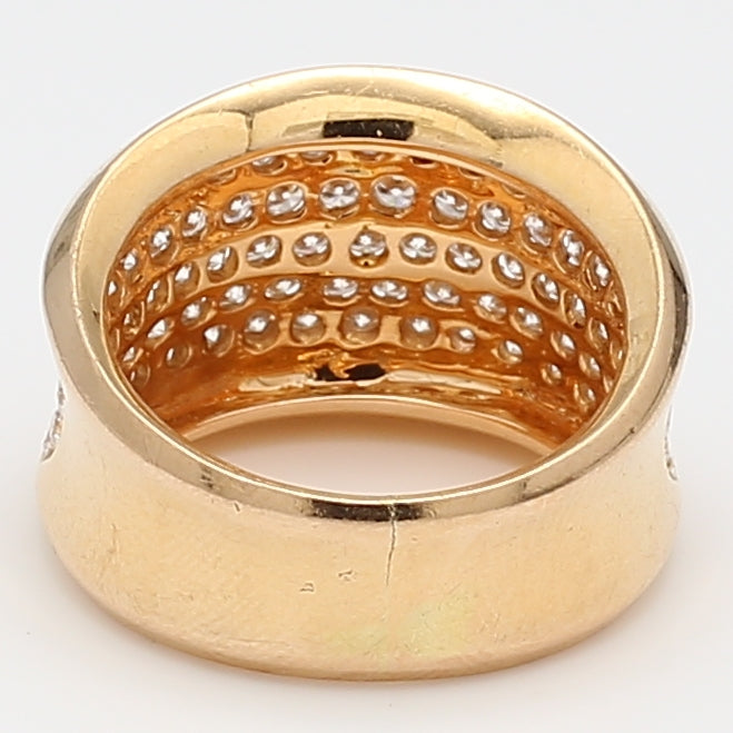 2.50 Carat Round Brilliant F VS1 Diamond 18 Karat Yellow Gold Band Ring