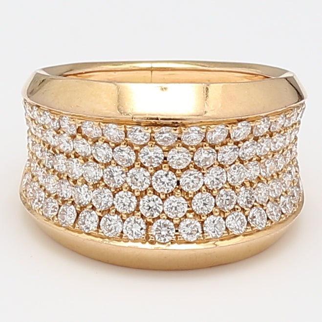 2.50 Carat Round Brilliant F VS1 Diamond 18 Karat Yellow Gold Band Ring