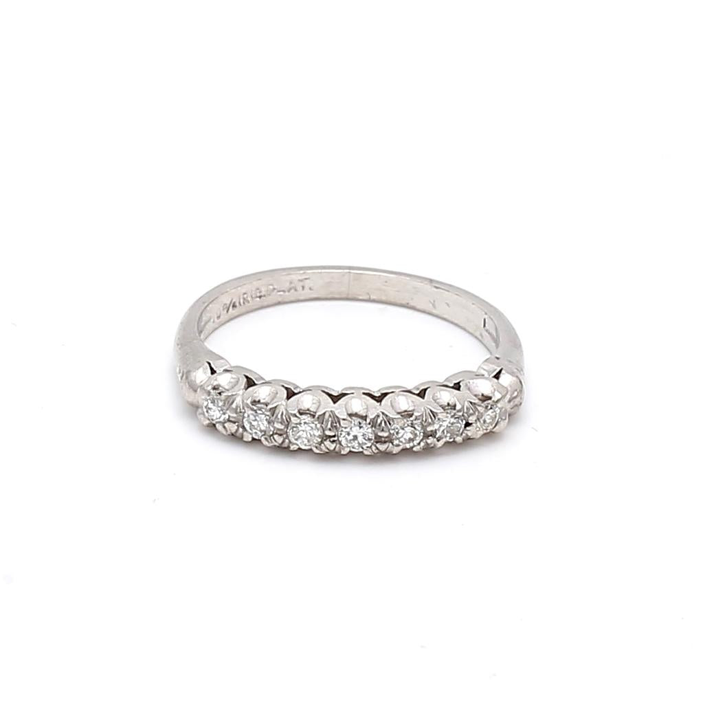 Platinum Band Ring with 0.2 Carat Old European Cut I-SI1 Diamond Size 5.75
