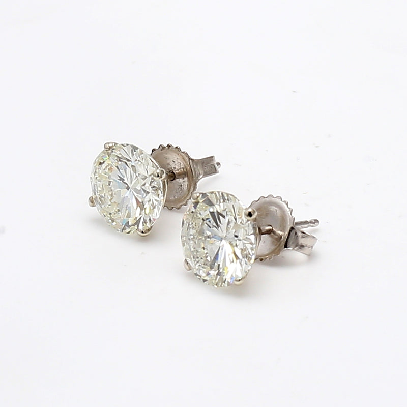 5.01 Carat Round Brilliant J I1 Diamond 14 Karat White Gold Stud Earrings