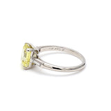 2.16 Carat Emerald Cut Fancy Intense Yellow-SI2 Diamond Platinum Engagement Ring