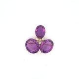 50.00 Carat Amethysts 1.00 Carat Round Brilliant Diamond 18K Yellow Gold Pin