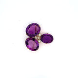 50.00 Carat Amethysts 1.00 Carat Round Brilliant Diamond 18K Yellow Gold Pin