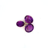 50.00 Carat Amethysts 1.00 Carat Round Brilliant Diamond 18K Yellow Gold Pin