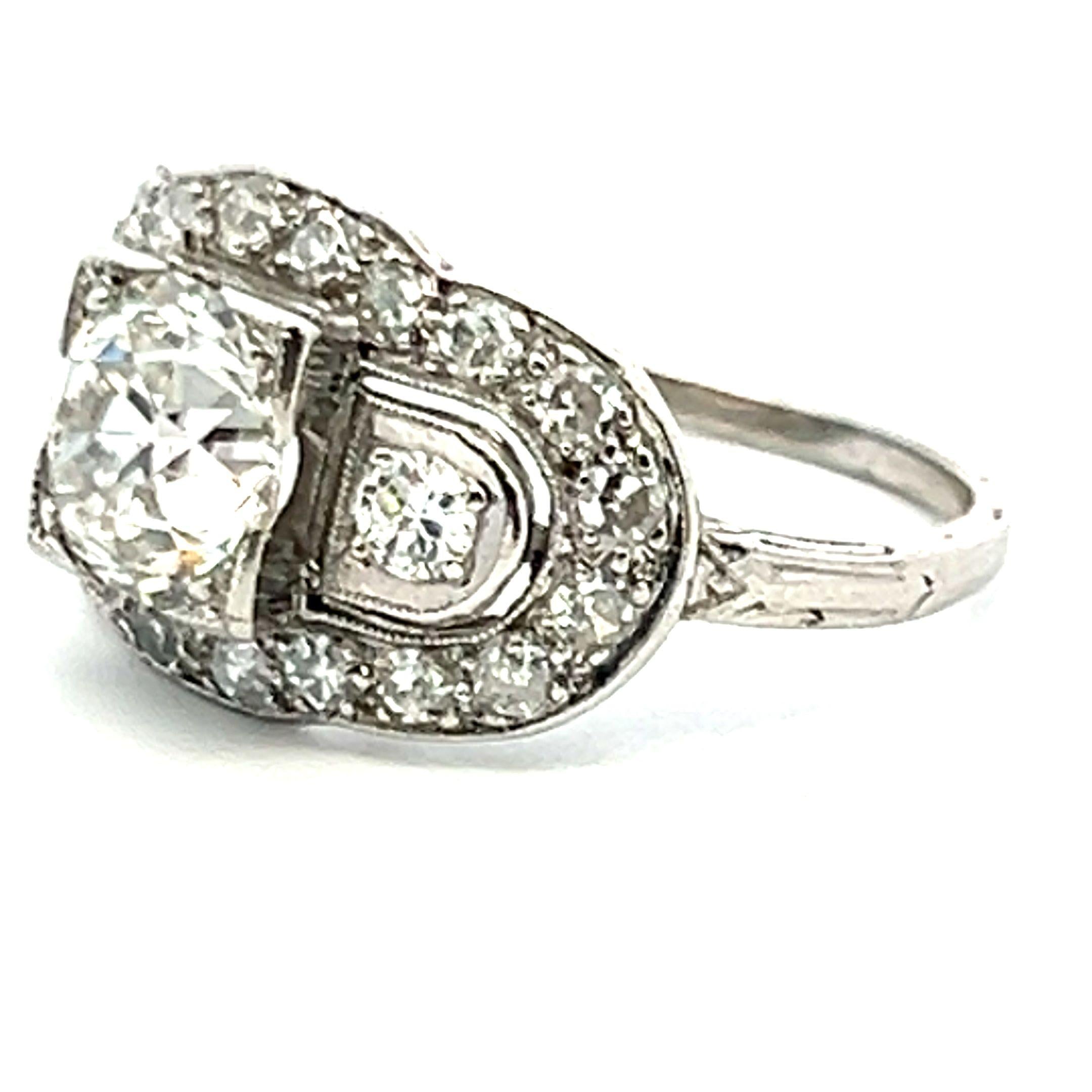 Antique Platinum Engagement Ring with 2.36ct Old European & Round Diamonds GIA
