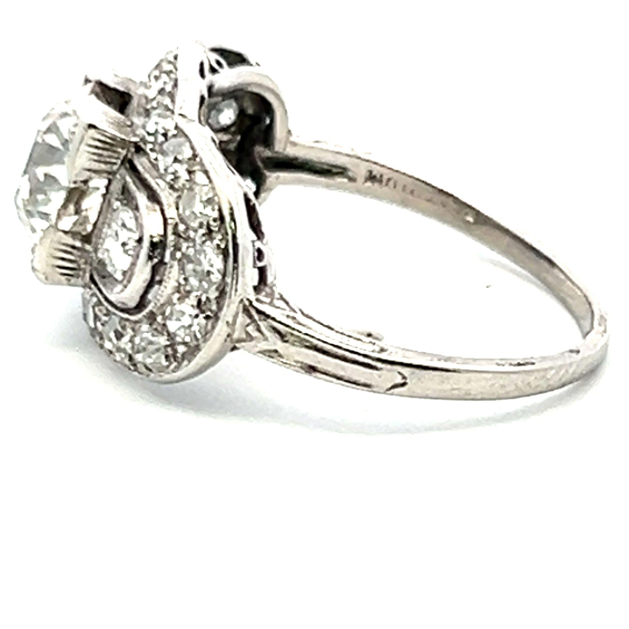 Antique Platinum Engagement Ring with 2.36ct Old European & Round Diamonds GIA