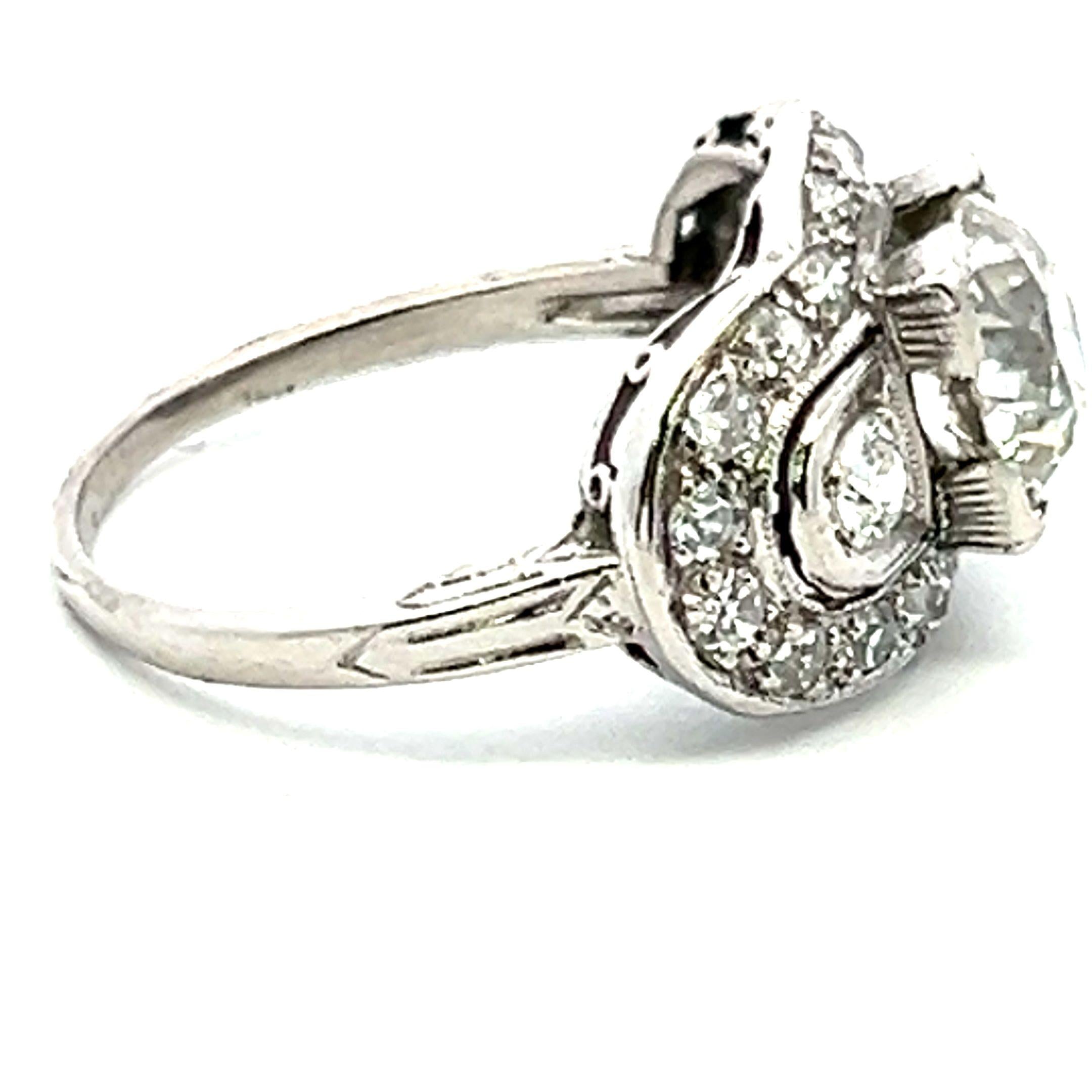 Antique Platinum Engagement Ring with 2.36ct Old European & Round Diamonds GIA