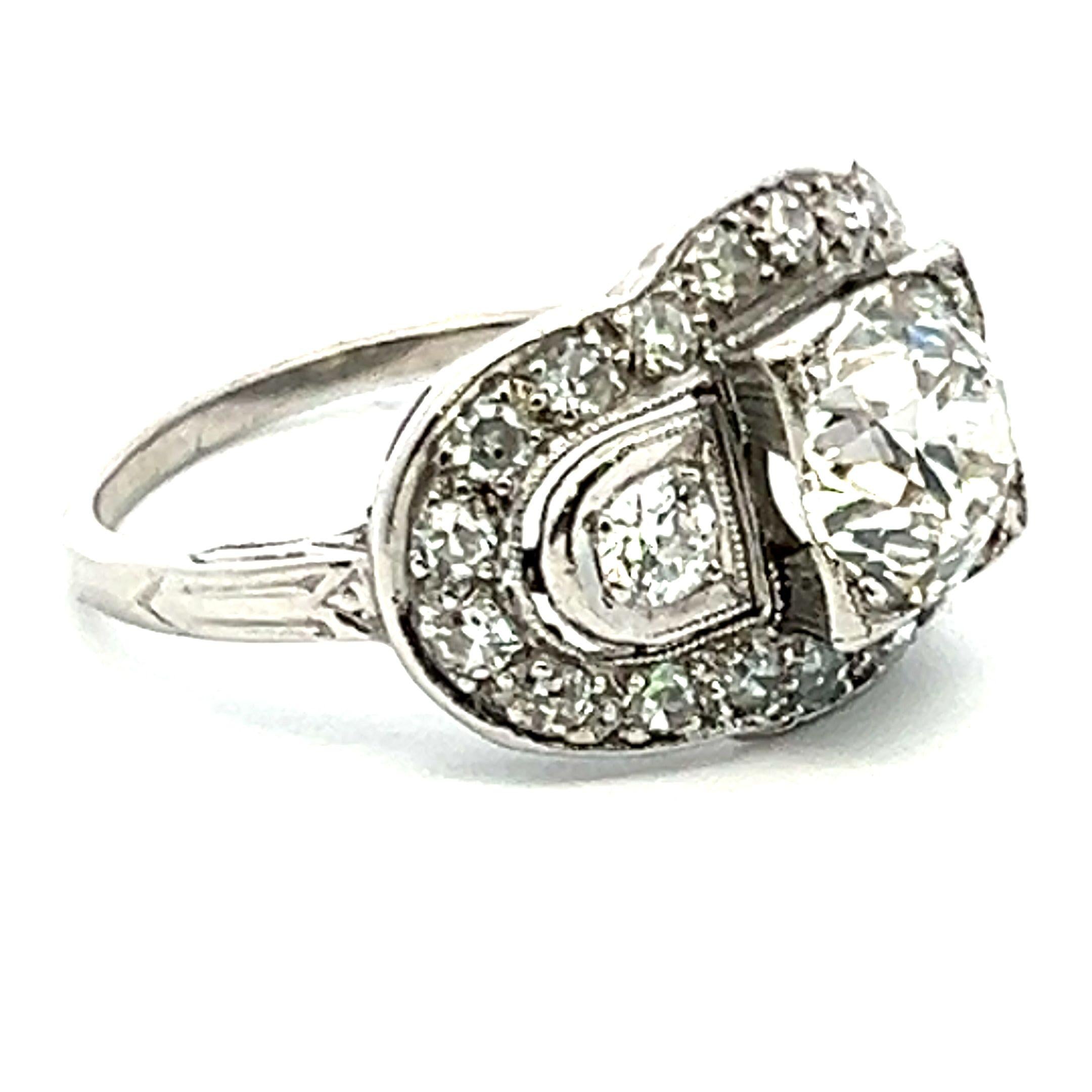 Antique Platinum Engagement Ring with 2.36ct Old European & Round Diamonds GIA