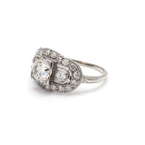 2.36 Carat Old European Cut J SI1 and Round Brilliant Diamond Platinum Engagement Ring