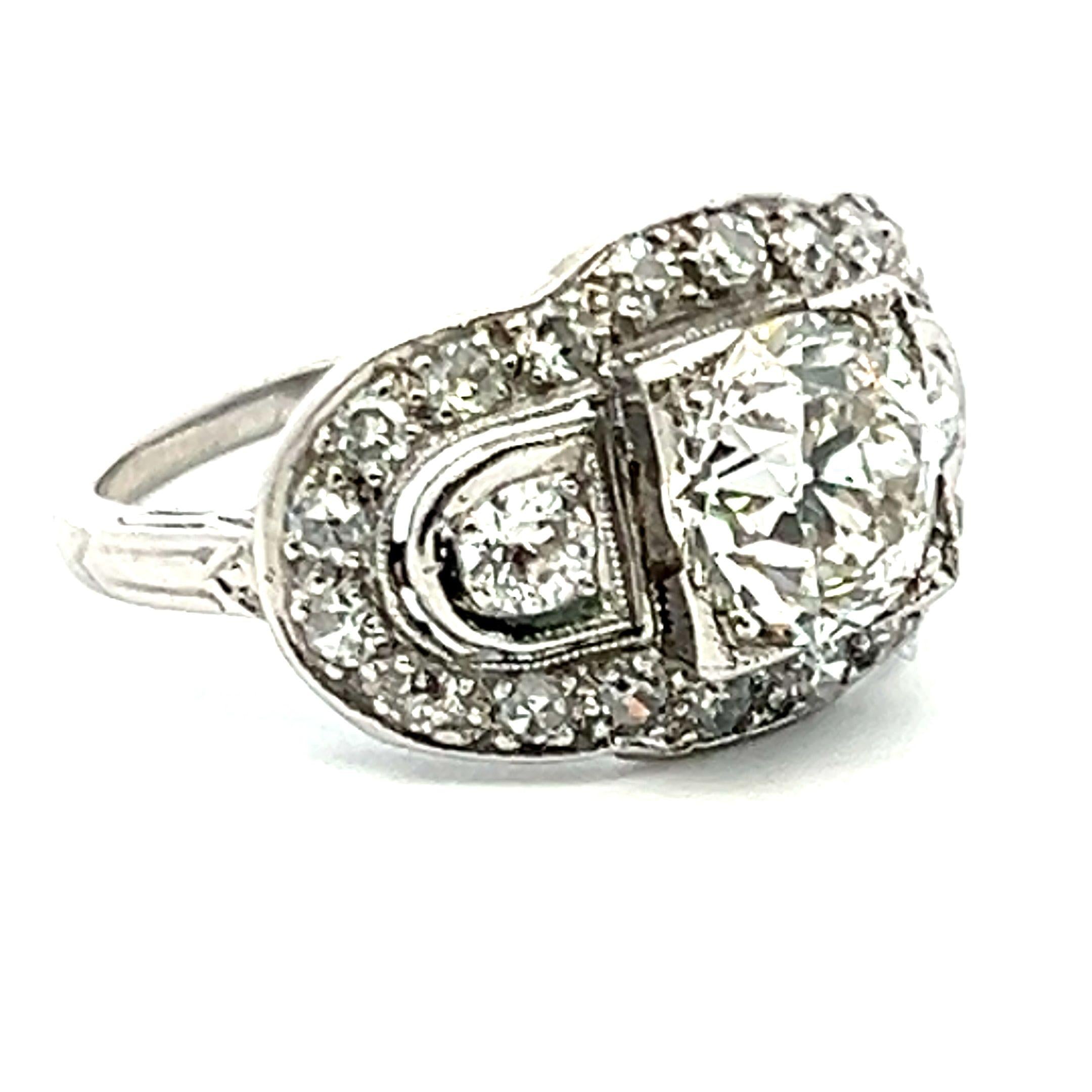 Antique Platinum Engagement Ring with 2.36ct Old European & Round Diamonds GIA