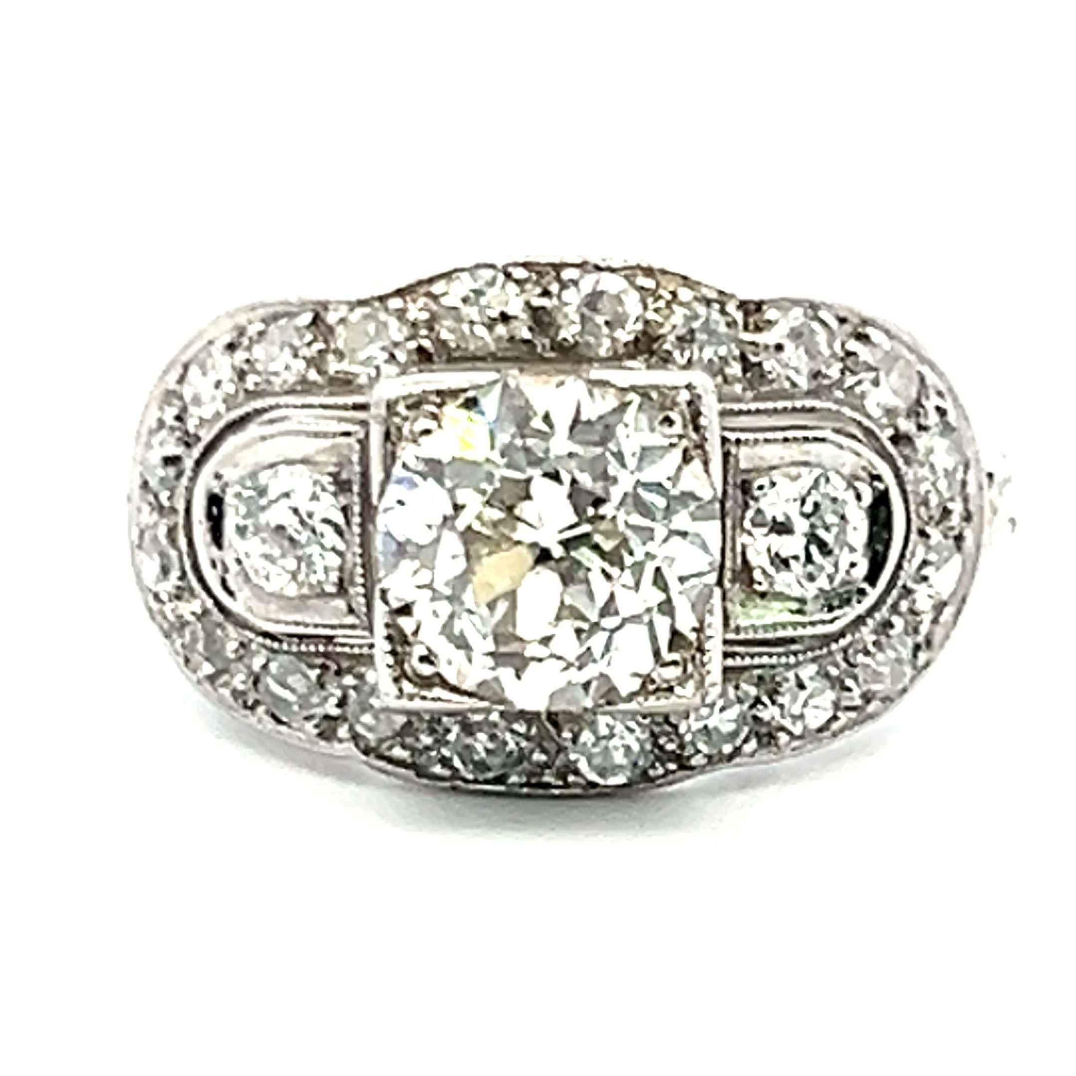 Antique Platinum Engagement Ring with 2.36ct Old European & Round Diamonds GIA