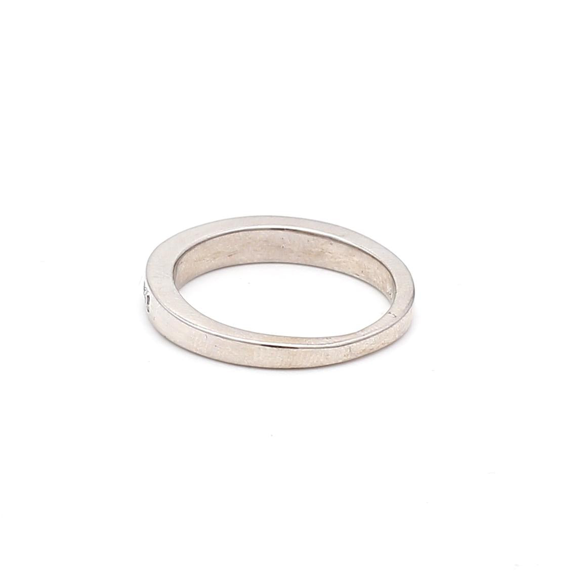 Vintage 18K White Gold Band Ring with 0.35 Carat Round F-VS2 Diamonds Size 6