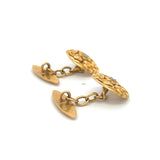 0.06 Carat Old European Cut H SI1 Diamond 18 Karat Yellow Gold Chain Link Cufflinks