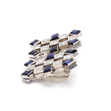 3.00 Carat Sapphire 2.10 Carat Round Brilliant G VS1 Diamond 18 Karat White Gold Clip On Earrings