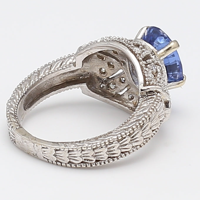 2.00 Carat Sapphire 0.33 Carat Round Brilliant Diamond 14K WG Gems Stone Ring